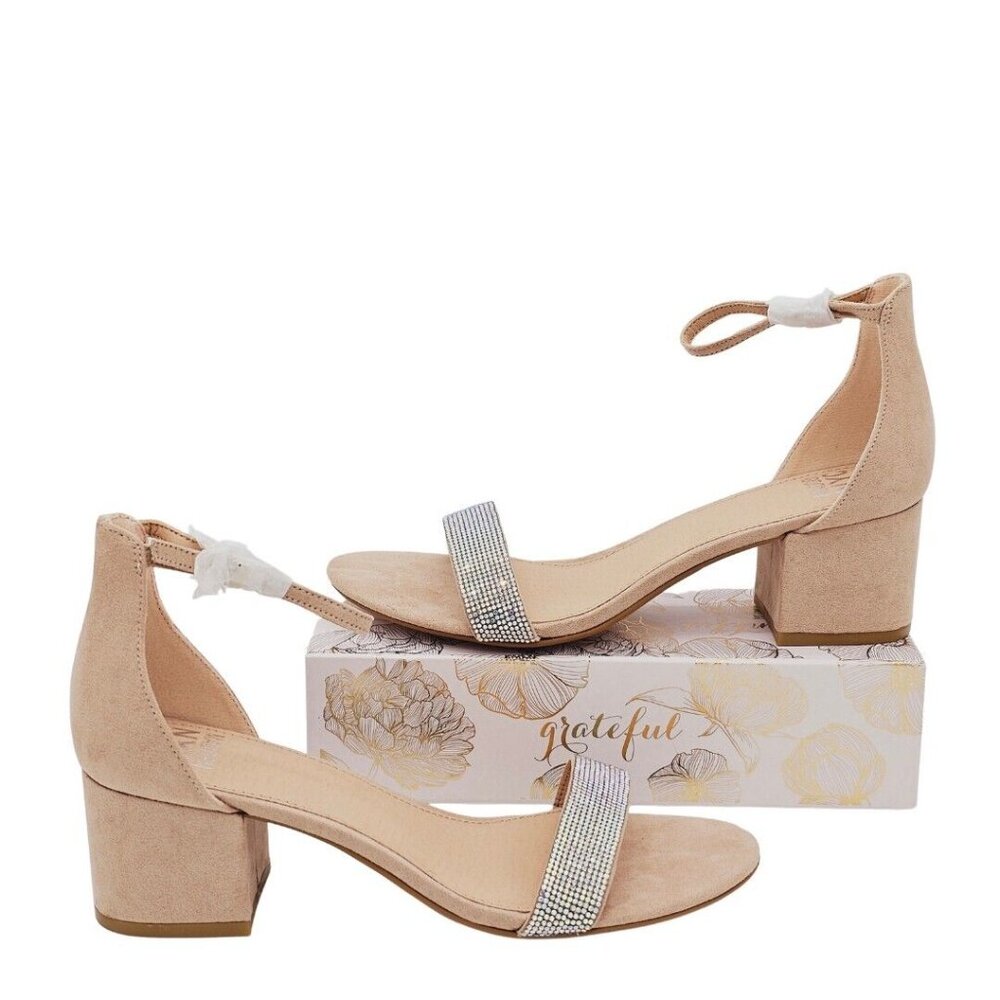 Madden Nyc Womens Chunky Heel City Sandal 10 Blush Pink Iridescent Rhinestone - Picture 6 of 14